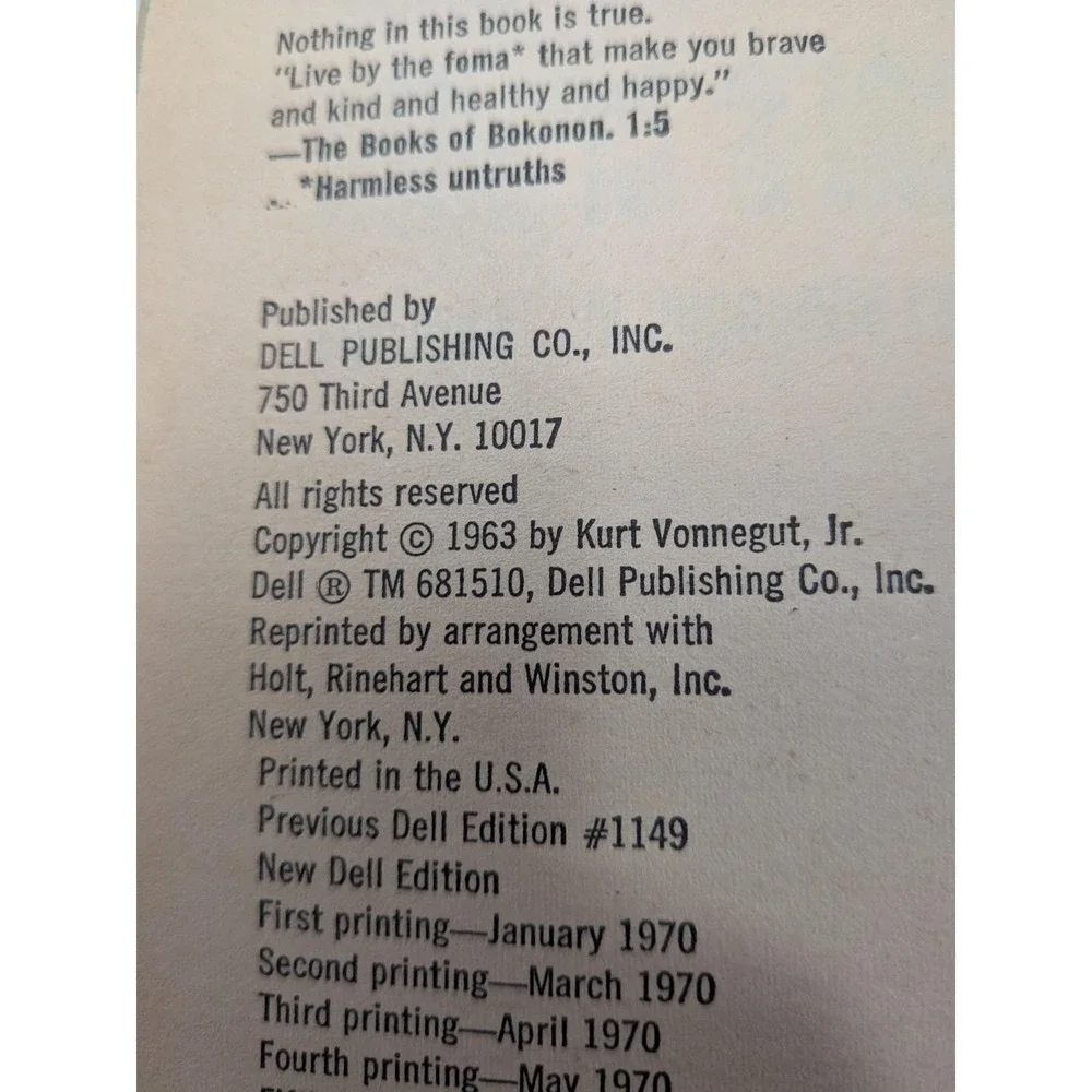 Cat's Cradle by Kurt Vonnegut new Dell Ed. Very Good